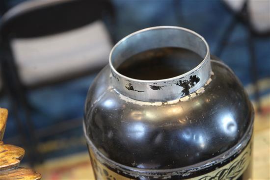 A set of six 19th century Toleware tea canisters,